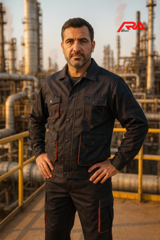 قیمت خرید لباس کار پلی استر زیگورات سرمه ای نارنجی