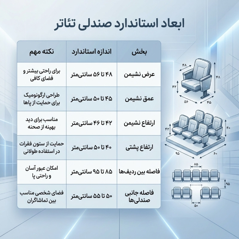 ابعاد صندلی سالن کنفرانس